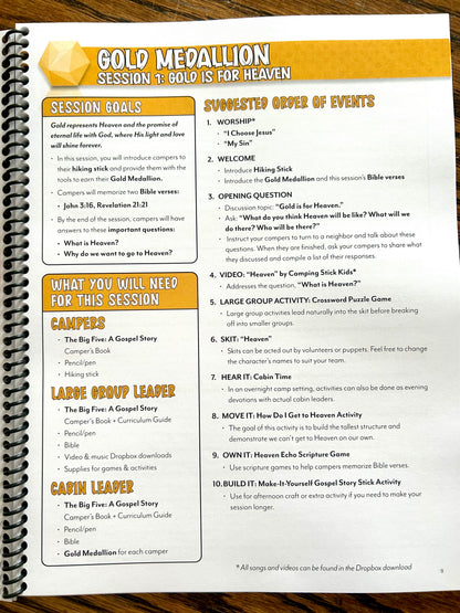 The Big Five A Gospel Story Leaders Guide with campers kit