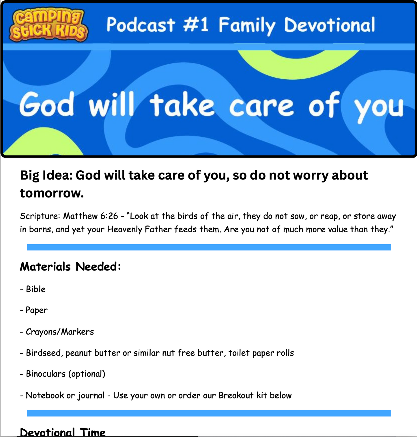 Family Devotions for Podcast #1