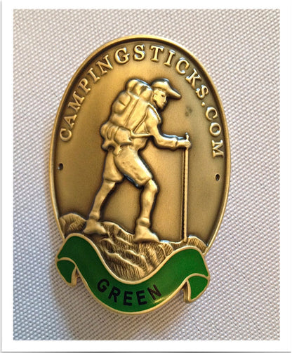 1 set of 5 metal medallions for hiking sticks